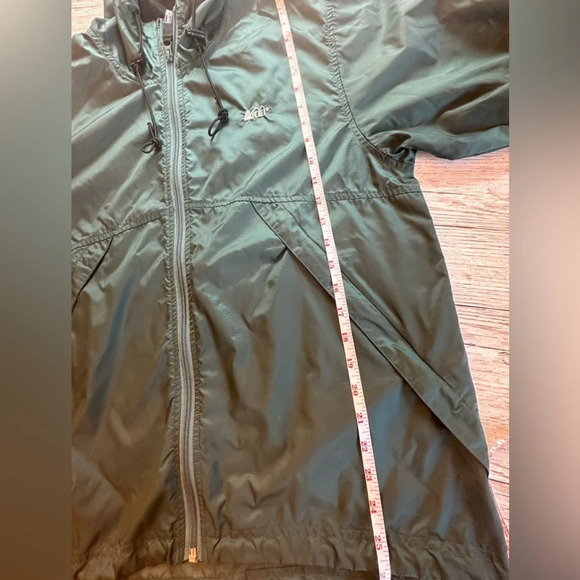 REI Nylon Windbreaker Full Zip Up Hooded Lightweight Jacket Green Unisex Small - Picture 10 of 14
